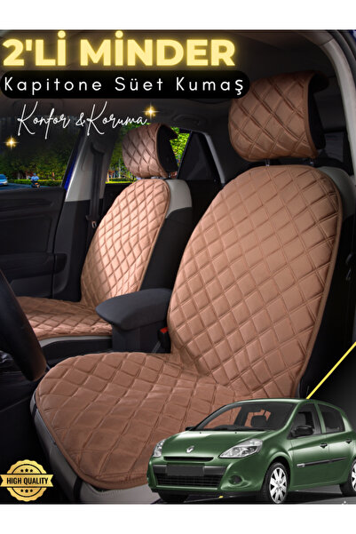 stiloto وسادة مقعد سيارة من جلد الغزال مكونة من قطعتين متوافقة مع Renault Cli...