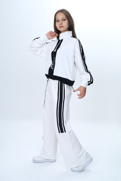 Jannock Girl's 2 Thread Half Zipper Garnished Tracksuit Set 100% Cotton Comfortable Fit