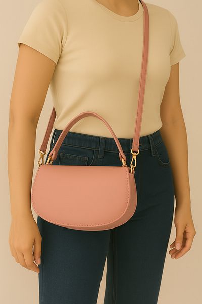 Silblack Faux Leather Women's Shoulder and Hand Bag – Oval Design, Double Strap, Modern and Stylish Model