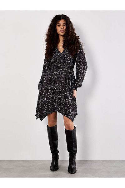 Apricot Leopard-Kittelrock mit Hankyhem