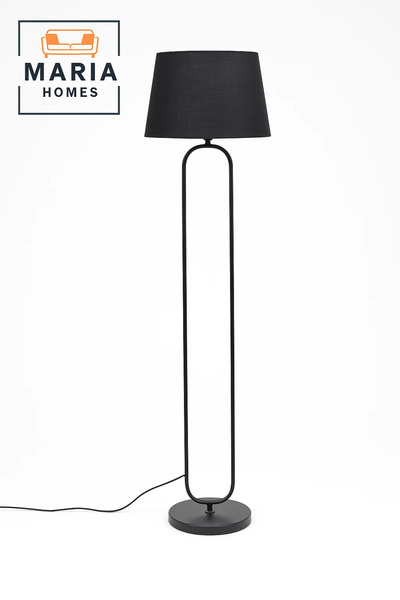 MARIA HOMES Modern Black Floor Lamp with Oval Frame and Fabric Shade