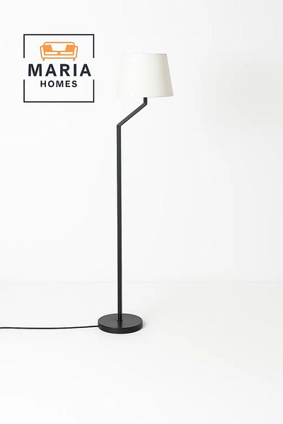 MARIA HOMES Classic Black Floor Lamp with White Shade