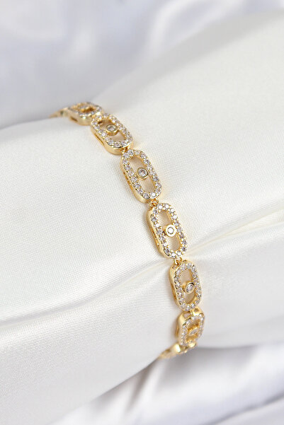 Marsilyan سوار نسائي من النحاس والزركون موديل ميسكا ذهبي اللون من سلسلة VIP