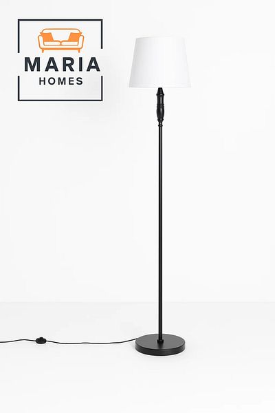 MARIA HOMES Classic Black Floor Lamp with White Shade