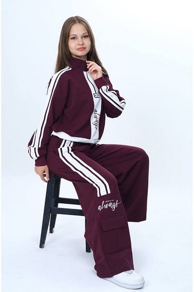 Joui Co Girls' 100% Cotton Half Zipper 2 Thread Sports Top & Bottom Set
