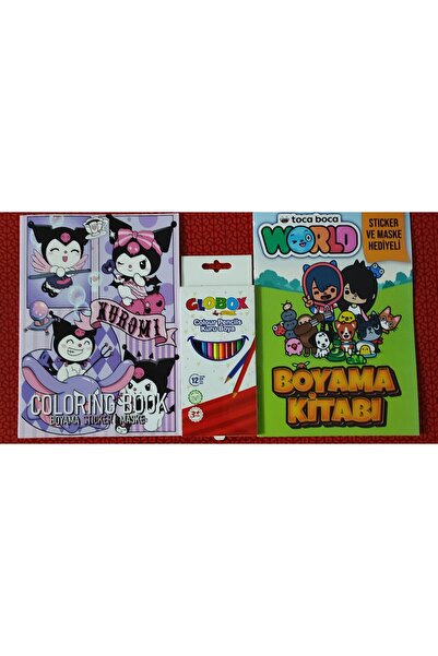 ada çanta kırtasiye 2 adet stickerli boyama kitabı ve 12 li kuru boya kalemi ...