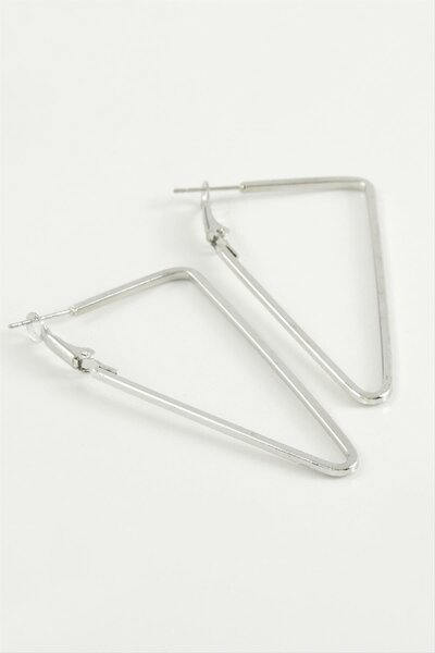 ZERO LAND Hn-Shop Triangle Hoop Earrings 5 Cm-Silver Color