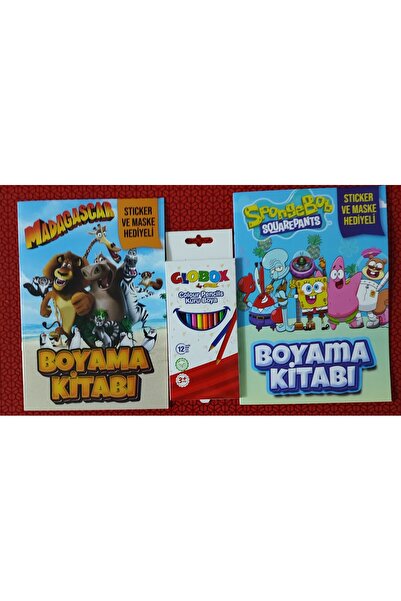 ada çanta kırtasiye 2 adet stickerli boyama kitabı ve 12 li kuru boya kalemi ...