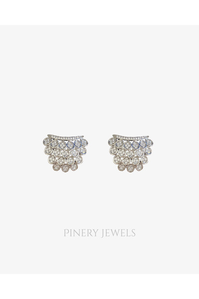 Pinery Jewels Oval Sıralı Zirkon Taşlı Kadın Küpe Çifti
