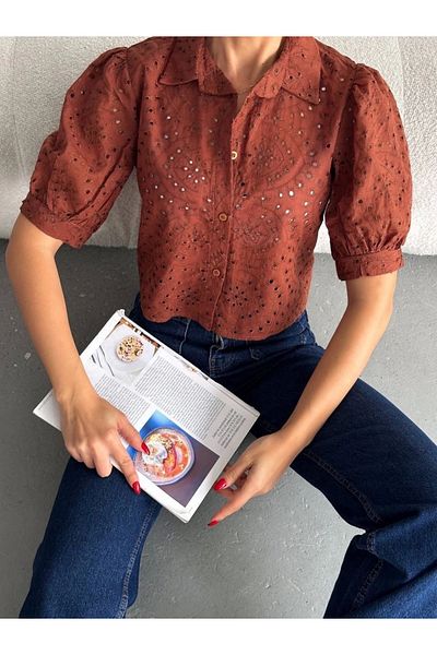 Işıltı kidss Brocade crop shirt s1023
