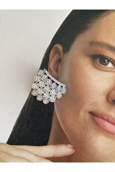 Pinery Jewels Oval Sıralı Zirkon Taşlı Kadın Küpe Çifti
