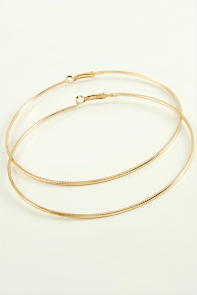 Marsilyan Crushed Striped Metal Hoop Earrings 8-9-10 cm