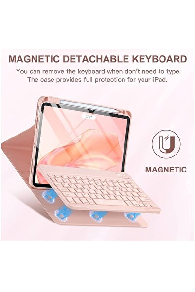Generic Keyboard Cover with Pencil Holder for iPad Air 11 Inch M3/M2, (2025/2024), Air 5/ Air 4 (Pink)