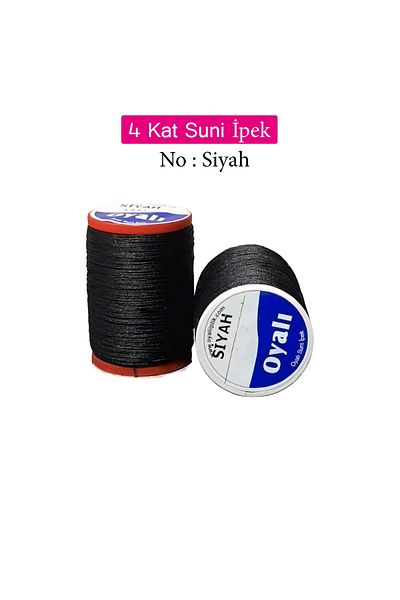 MBB ETİCARET Cordă de mătase artificială cu 4 straturi, broderie, mărgele, croșetat, nr.: negru