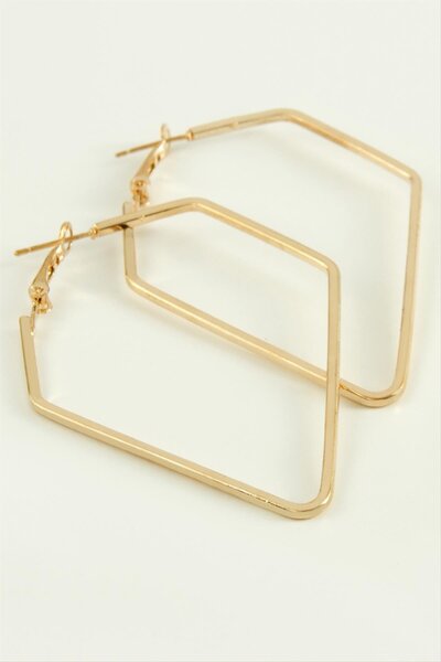 Marsilyan Quadrilateral Hoop Earrings 7 cm Ilkel-Bjt940