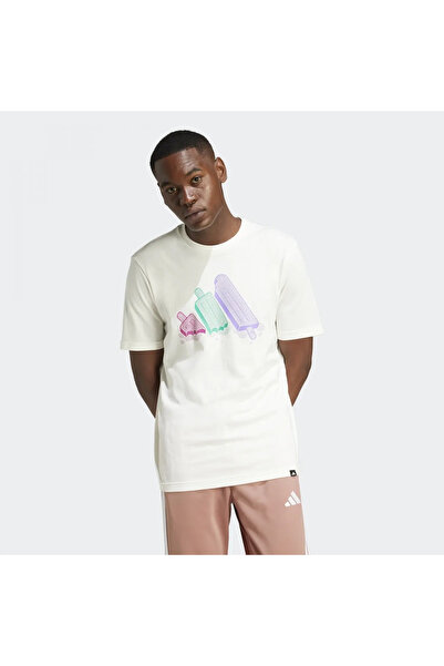 adidas تي شيرت أبيض للجنسين من Lounge Ice Graphic - JJ4020 White-L