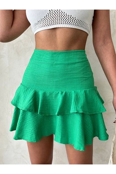 ufukmoda Ruffle Skirt with Valon Green S24681