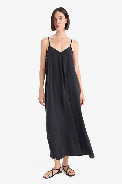 DeFacto Rochie maxi cu bretele modal cu decolteu în V F6466AX25SM