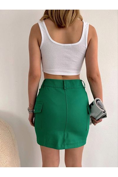 ufukmoda Bellows Pocket Skirt Green S24904