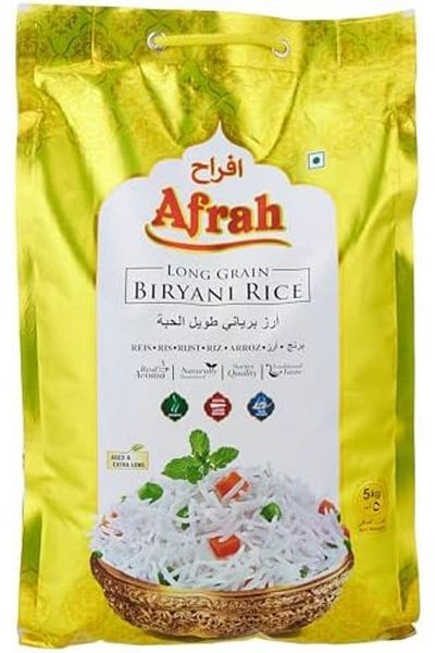 Afrah Long Grain Biryani Rice 5 Kg, Premium Quality