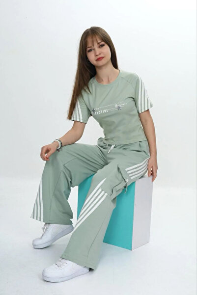 Joui Co Κοριτσίστικο cargo Κοριτσίστικο διπλό αθλητικό παντελόνι με τσέπες & κοντομάνικο μπλουζάκι – 100% βαμβάκι-4034