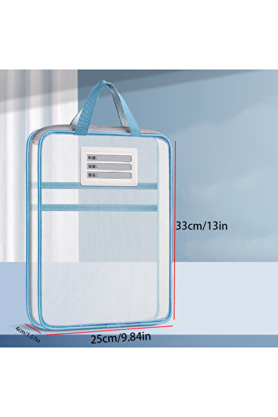 Choice 31x23.5x4cm blue style B A4 Stationery Storage Bag Double-layer Mesh Z...