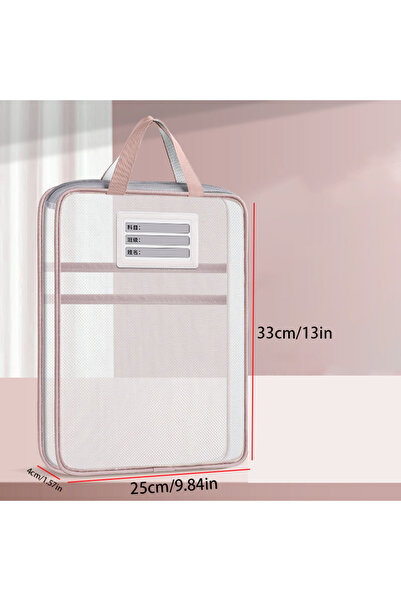 Choice 31x23.5x4cm pink style B A4 Stationery Storage Bag Double-layer Mesh Z...