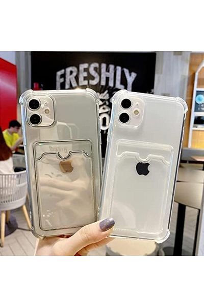 nesipstore Byconners iPhone 12 Compatible Luxury Card Holder Transparent Phone Case (Transparent)