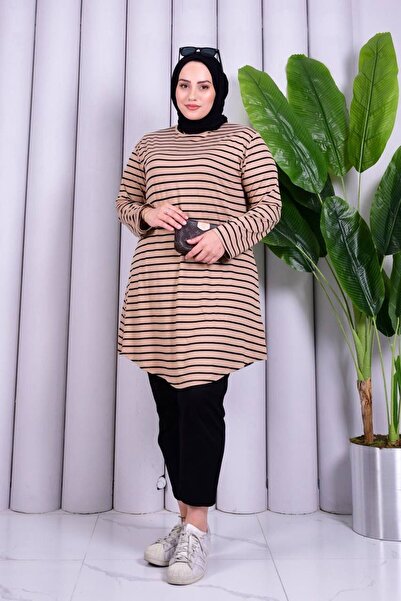 RAZENCİ تونيك مخطط من الليكرا القطنية الناعمة