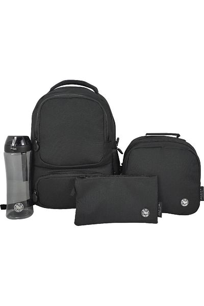 Atrium Solid 4-in-1 Backpack Set – 14-Inch School Bag with Accessories for Kids