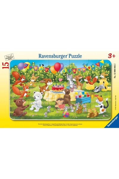 RAVENSBURGER - Puzzle tip rama petrecerea aniversara a animalutelor 15 piese