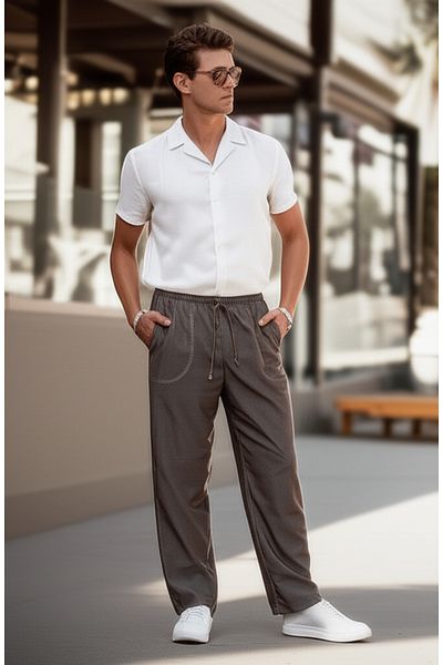 hello7 Men's Relaxed Fit Drawstring Pants (Curved Pockets)