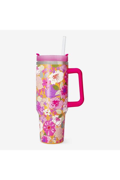 OzzConcept Flower Garden Quencher Tumbler |   40 oz (1.18 Lt) Quencher Thermos with Straw
