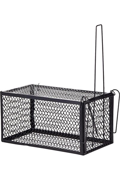 Other مصيدة قفص الفئران والجرذان - مصيدة سريعة الفتح - متوسطة الحجم، لون أسود