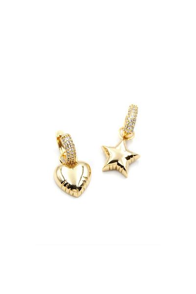 SepetBudur Heart Star Earrings - Gold