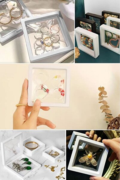 sonx 7X7Cm with Stand 3D Jewelry Adornment Keepsake Storage Box Transparent Film Framev