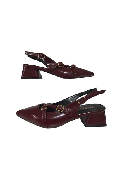 CEYLANLAR Women's Burgundy-Patentate Sandals Stylish Home Business Office Daily Stylish Shoes