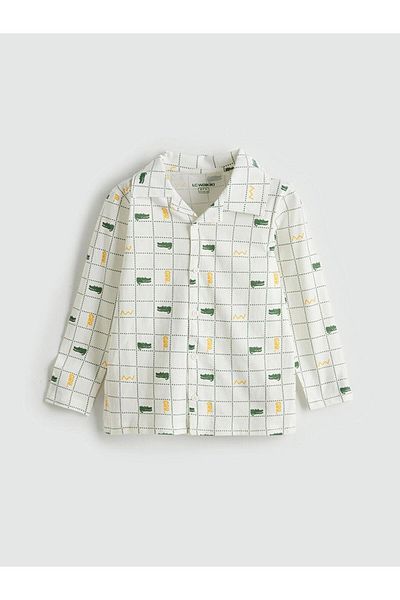 LC Waikiki Shirt Collar Plaid Pattern Long Sleeve Boys Pajamas Set (W5)