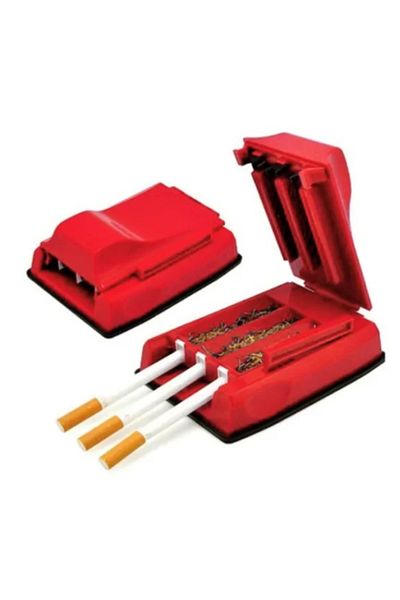 KlaussTech Manual Cigarette Making Machine, 3 Injectors, 130 x 65 x 45 mm, Red