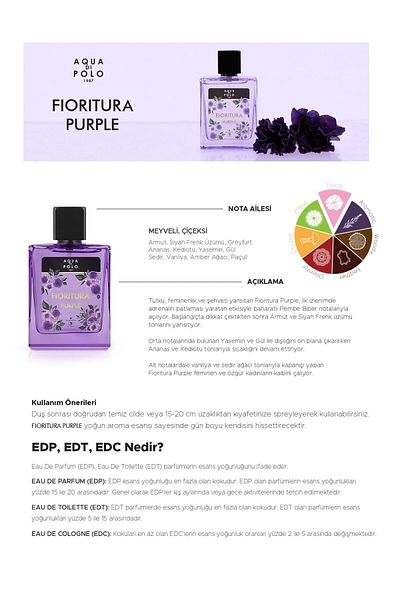 Aqua Di Polo 1987 أكوا دي بولو فيوريتورا بيربل 50 مل عطر كادين بارفان Apcn003003