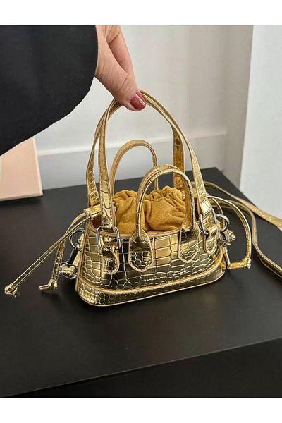 La Saade Aurora Golden Luxe-Premium Golden Sophisticated Mini Bag