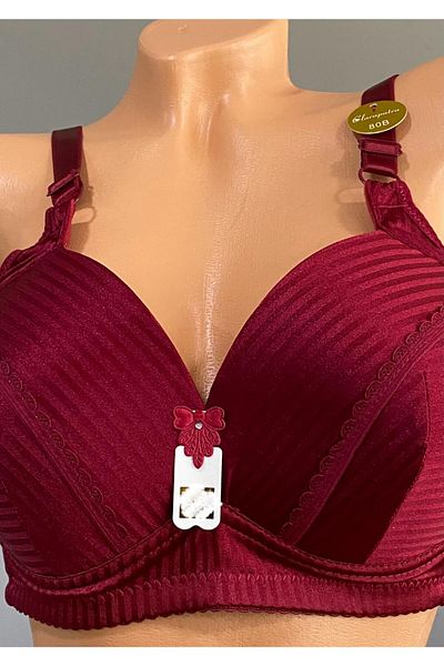 Pardon Velvet Stripe Detail Underwire-Free Fixed Strap Bra 807