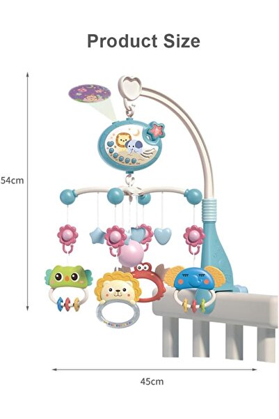 scntoys Pilli Işıklı Müzikli Projektörlü Kumandalı Sabitlemeli Dönence Çıngıraklı Dişlikli Bebek Yatıştırıcı