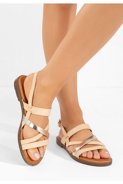 B T Shoes Sandale fara toc Zilky bej