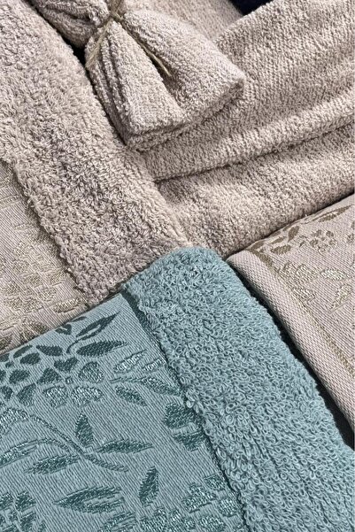 Çeyiz Diyarı Σετ οικογενειακής ρόμπας Platinum Jacquard 10 τεμαχίων Beige Mint