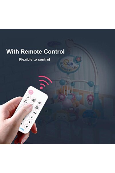 scntoys Pilli Işıklı Müzikli Projektörlü Kumandalı Sabitlemeli Dönence Çıngıraklı Dişlikli Bebek Yatıştırıcı