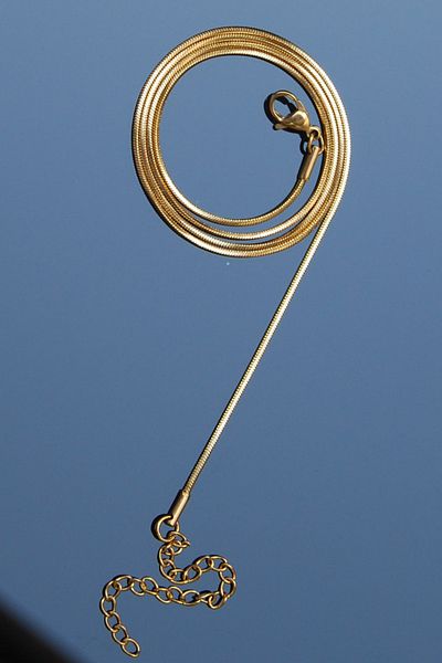 Rua Jewelry Steel Italian Cube Snake Necklace 1 mm Gold Color |   Non-Blackening, Unisex, 2 Years Warranty