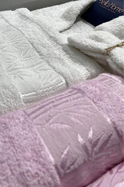 Çeyiz Diyarı Σετ οικογενειακής ρόμπας Diamond Bamboo 10 τεμαχίων Κρεμ ροζ