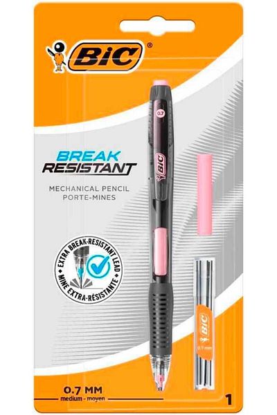Bic Break Resistant Break Proof Side-Press Black-Pink Versatil Pen Set