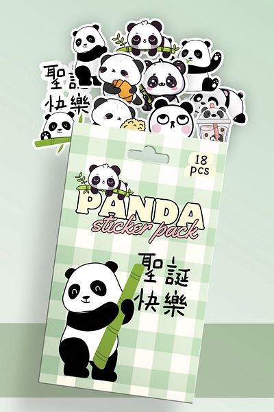 Planet Butik Panda Boxed Sticker Set of 18